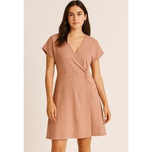 Madewell Plus Size Stretchy Gauze Cotton Fit & Flare Wrap Knee Length Dress  1X